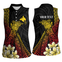 Personalized Papua New Guinea Women Sleeveless Polo Shirt Kundu Drum Carving Motifs