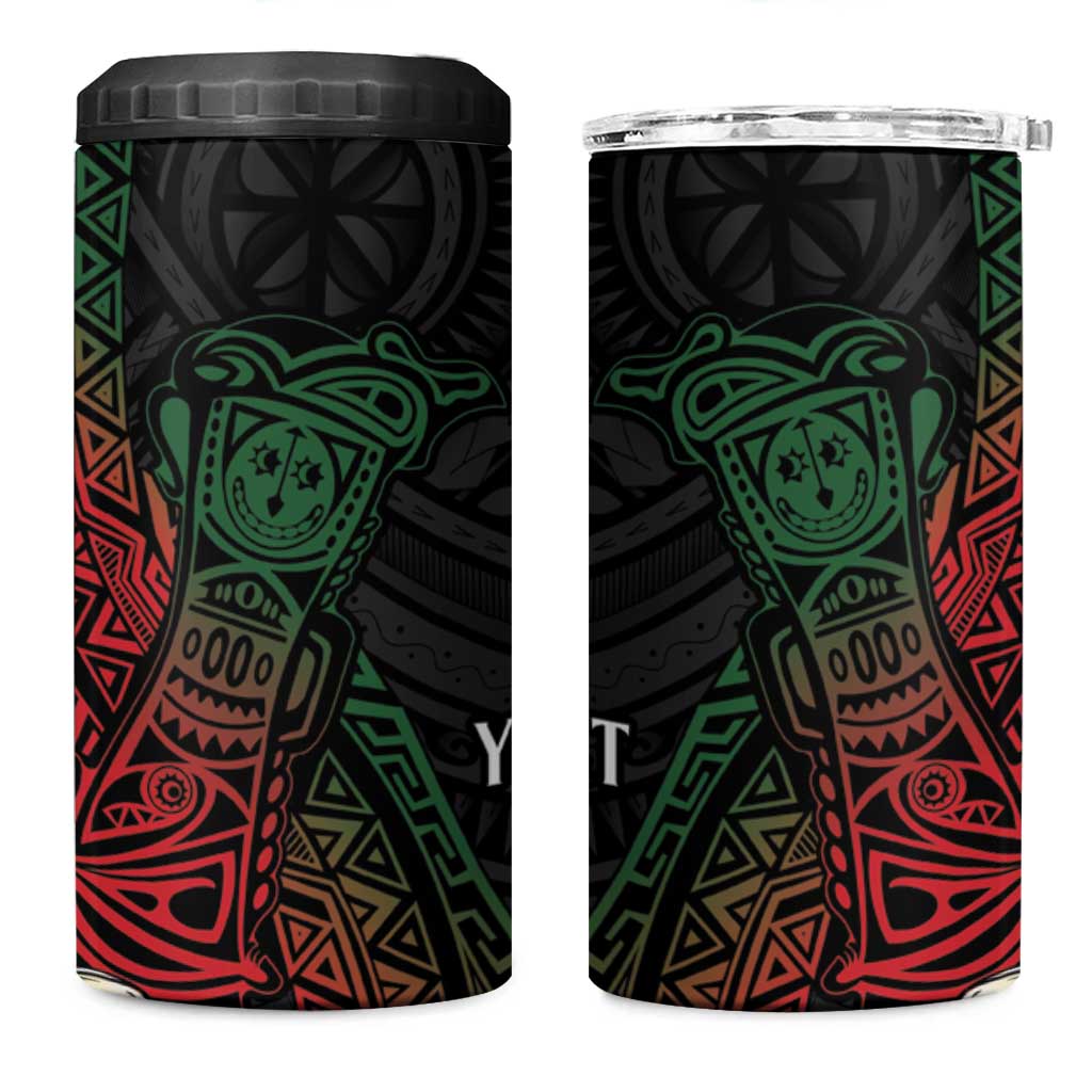 Personalized Papua New Guinea 4 in 1 Can Cooler Tumbler Kundu Drum Motifs - Sepik Colors