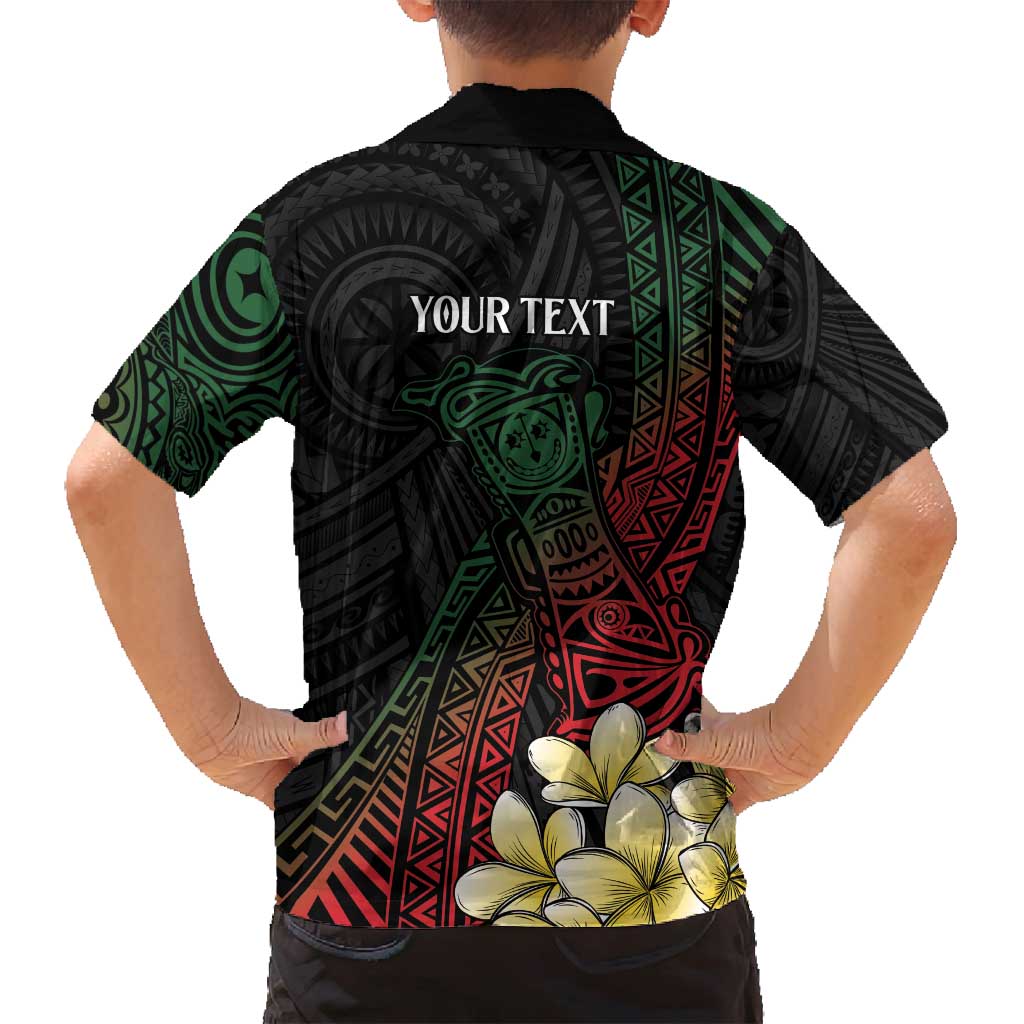 Personalized Papua New Guinea Family Matching Off Shoulder Short Dress and Hawaiian Shirt Kundu Drum Motifs - Sepik Colors