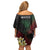 Personalized Papua New Guinea Family Matching Off Shoulder Short Dress and Hawaiian Shirt Kundu Drum Motifs - Sepik Colors