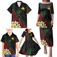 Personalized Papua New Guinea Family Matching Puletasi and Hawaiian Shirt Kundu Drum Motifs - Sepik Colors