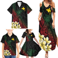 Personalized Papua New Guinea Family Matching Summer Maxi Dress and Hawaiian Shirt Kundu Drum Motifs - Sepik Colors
