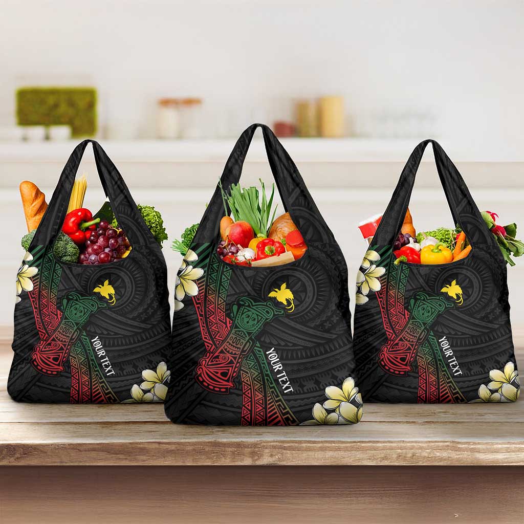 Personalized Papua New Guinea Grocery Bag Kundu Drum Motifs - Sepik Colors
