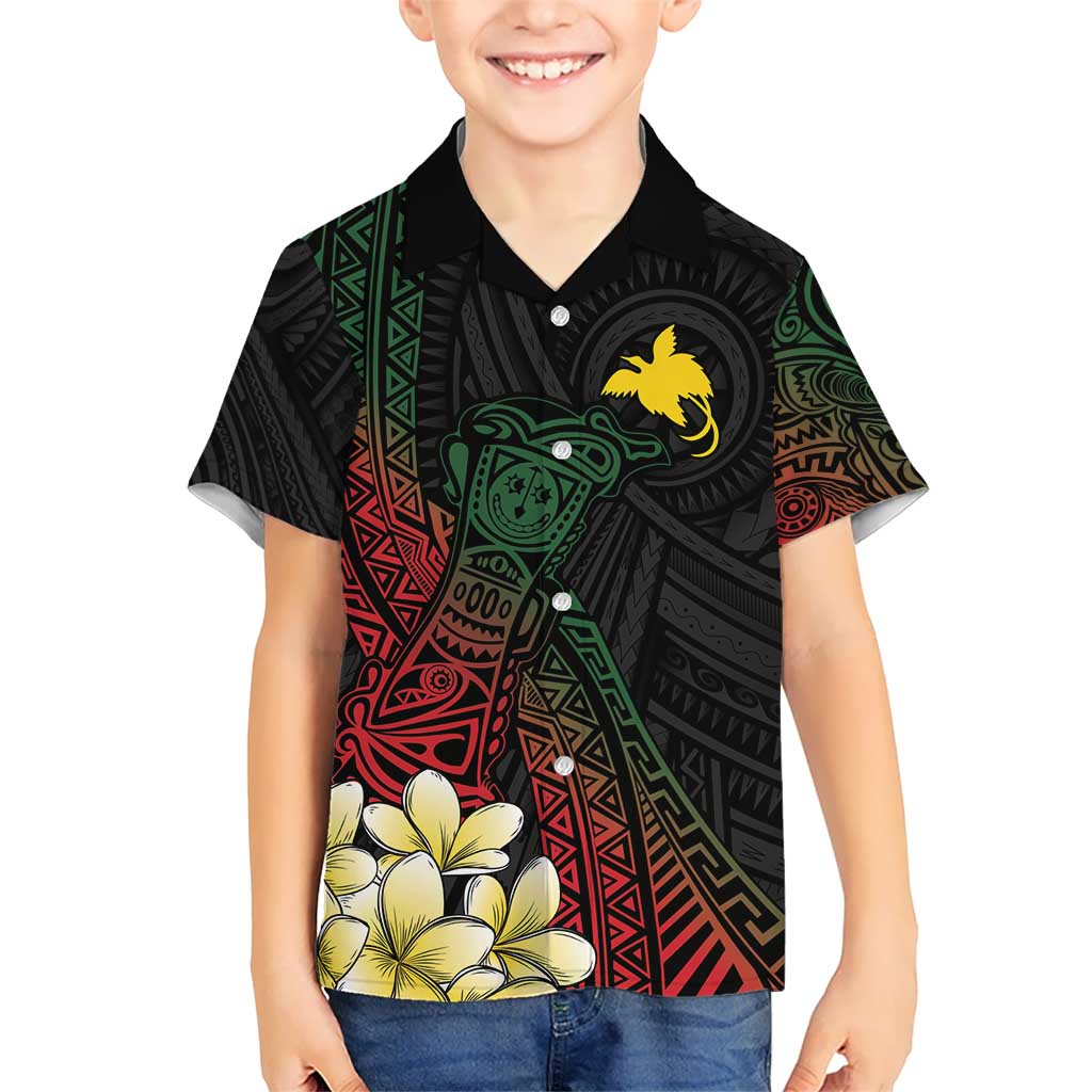 Personalized Papua New Guinea Kid Hawaiian Shirt Kundu Drum Motifs - Sepik Colors