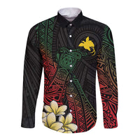 Personalized Papua New Guinea Long Sleeve Button Shirt Kundu Drum Motifs - Sepik Colors