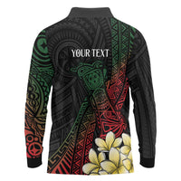 Personalized Papua New Guinea Long Sleeve Polo Shirt Kundu Drum Motifs - Sepik Colors