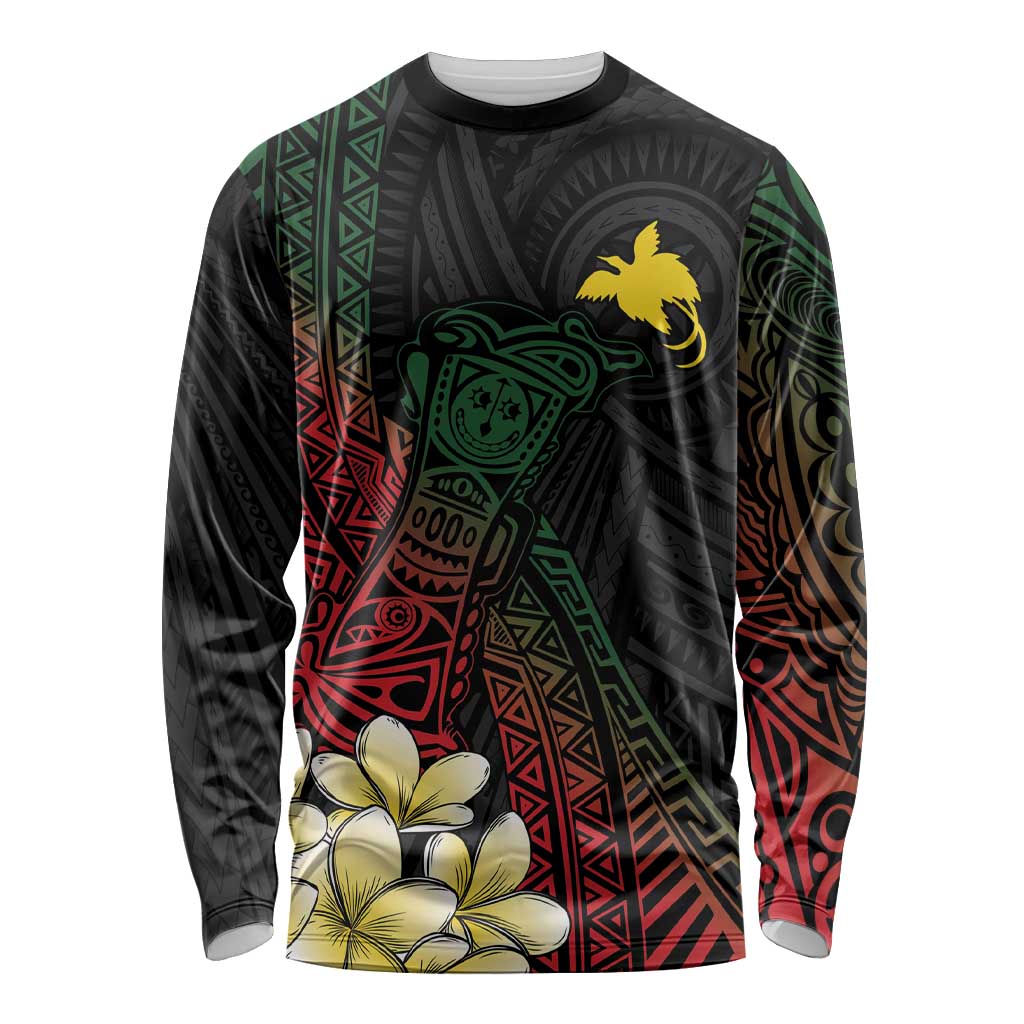 Personalized Papua New Guinea Long Sleeve Shirt Kundu Drum Motifs - Sepik Colors