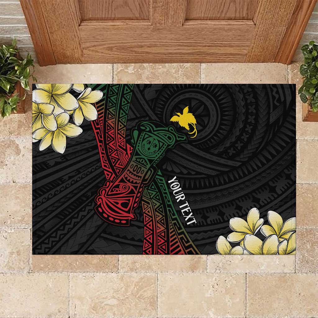 Personalized Papua New Guinea Rubber Doormat Kundu Drum Motifs - Sepik Colors