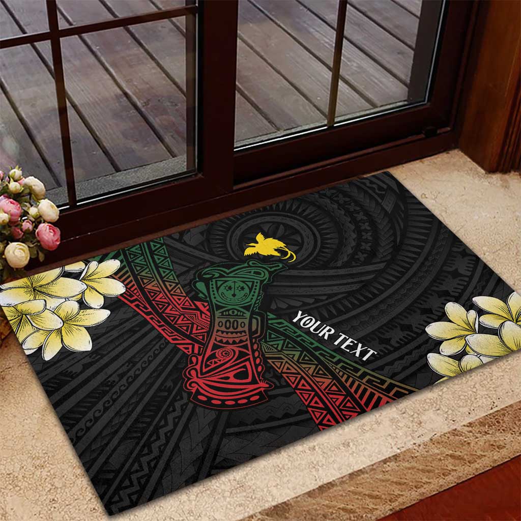 Personalized Papua New Guinea Rubber Doormat Kundu Drum Motifs - Sepik Colors