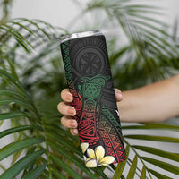 Personalized Papua New Guinea Skinny Tumbler Kundu Drum Motifs - Sepik Colors LT7 - Polynesian Pride