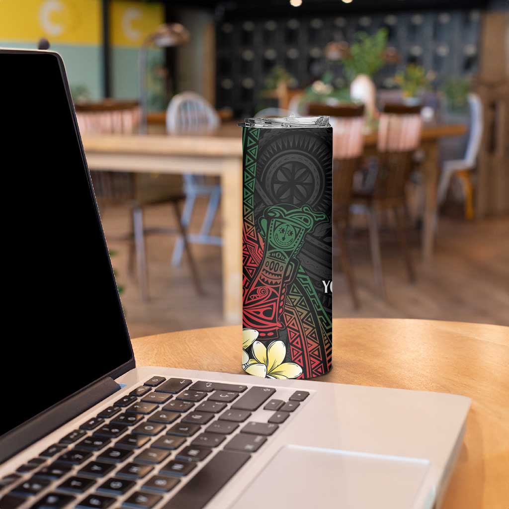 Personalized Papua New Guinea Skinny Tumbler Kundu Drum Motifs - Sepik Colors LT7 - Polynesian Pride