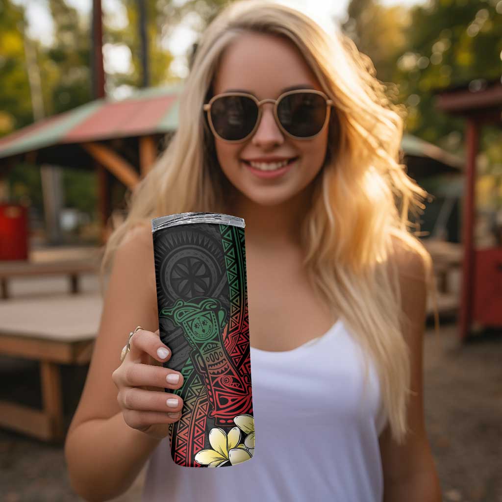 Personalized Papua New Guinea Skinny Tumbler Kundu Drum Motifs - Sepik Colors LT7 - Polynesian Pride