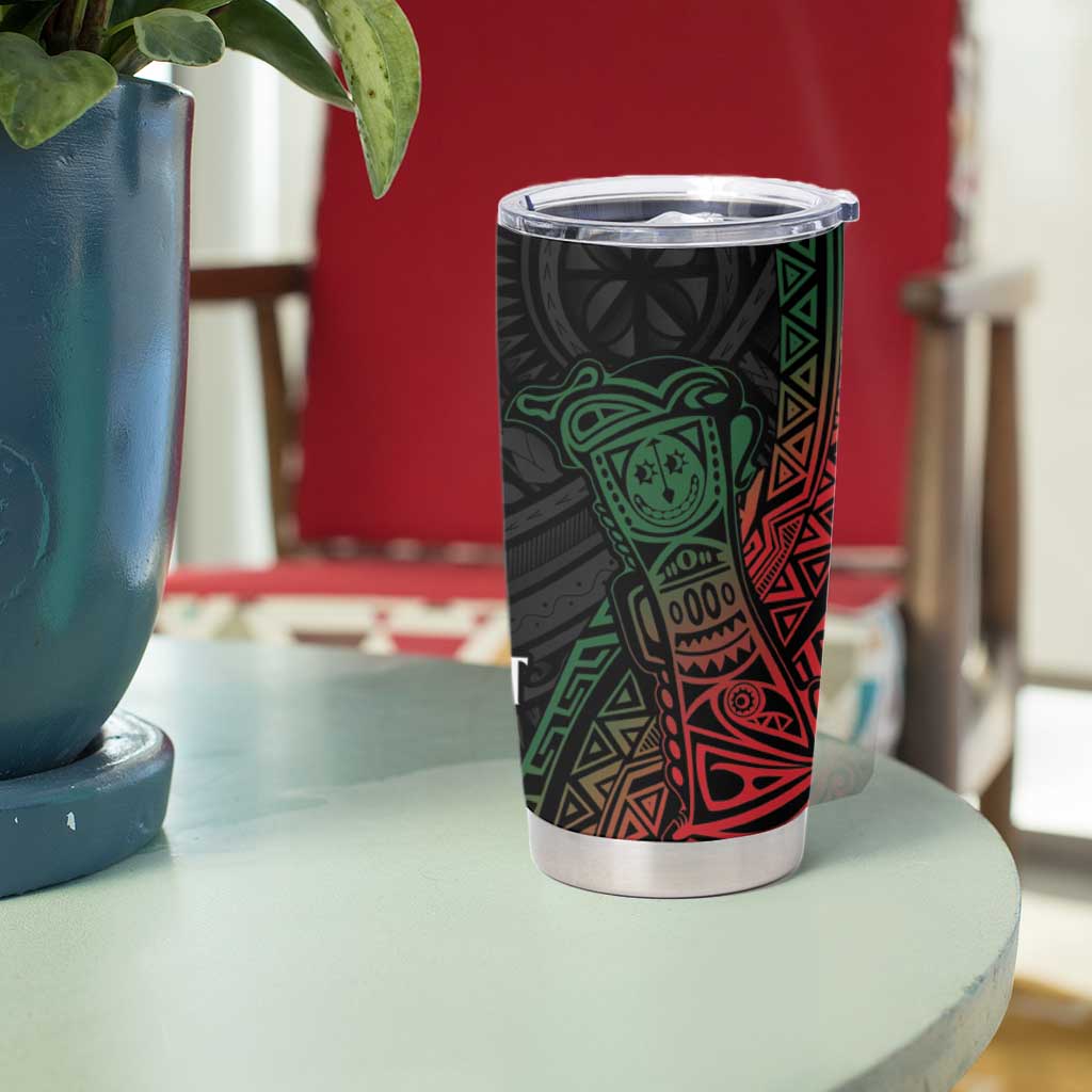 Personalized Papua New Guinea Tumbler Cup Kundu Drum Motifs - Sepik Colors