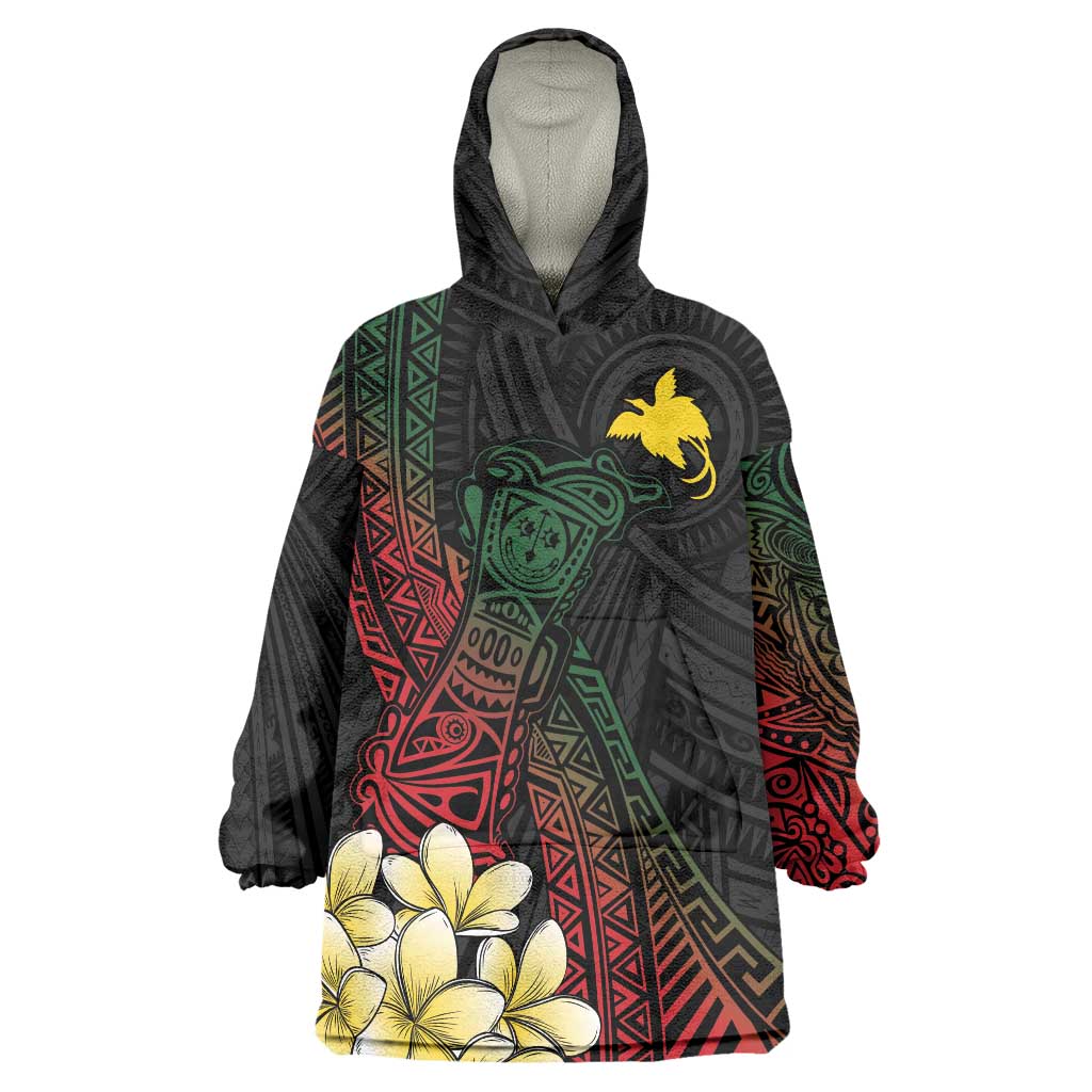 Personalized Papua New Guinea Wearable Blanket Hoodie Kundu Drum Motifs - Sepik Colors