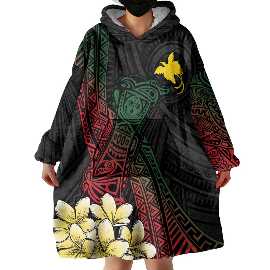 Personalized Papua New Guinea Wearable Blanket Hoodie Kundu Drum Motifs - Sepik Colors