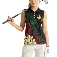 Personalized Papua New Guinea Women Sleeveless Polo Shirt Kundu Drum Motifs - Sepik Colors