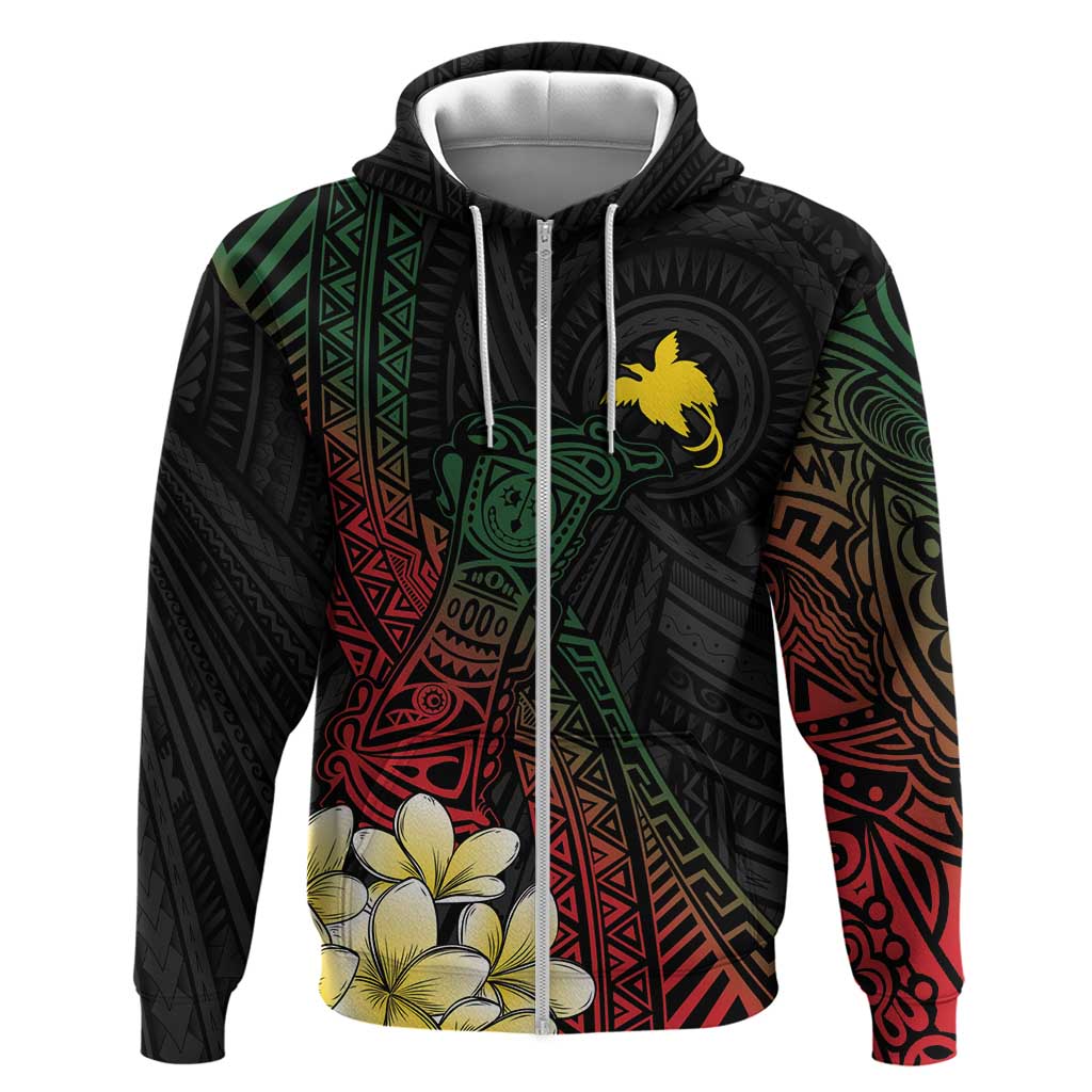 Personalized Papua New Guinea Zip Hoodie Kundu Drum Motifs - Sepik Colors