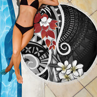 Bula Fiji Tagimaucia Mix Plumeria Masi Tapa Beach Blanket Black