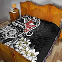 Bula Fiji Tagimaucia Mix Plumeria Masi Tapa Quilt Black