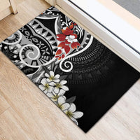 Bula Fiji Tagimaucia Mix Plumeria Masi Tapa Rubber Doormat Black