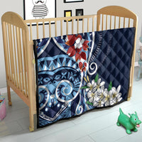 Bula Fiji Tagimaucia Mix Plumeria Masi Tapa Quilt Blue