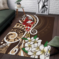 Bula Fiji Tagimaucia Mix Plumeria Masi Tapa Area Rug Brown