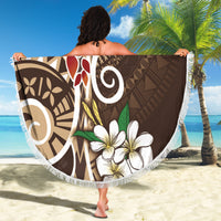 Bula Fiji Tagimaucia Mix Plumeria Masi Tapa Beach Blanket Brown
