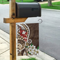 Bula Fiji Tagimaucia Mix Plumeria Masi Tapa Garden Flag Brown