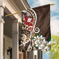 Bula Fiji Tagimaucia Mix Plumeria Masi Tapa Garden Flag Brown