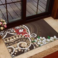 Bula Fiji Tagimaucia Mix Plumeria Masi Tapa Rubber Doormat Brown