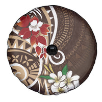 Bula Fiji Tagimaucia Mix Plumeria Masi Tapa Spare Tire Cover Brown