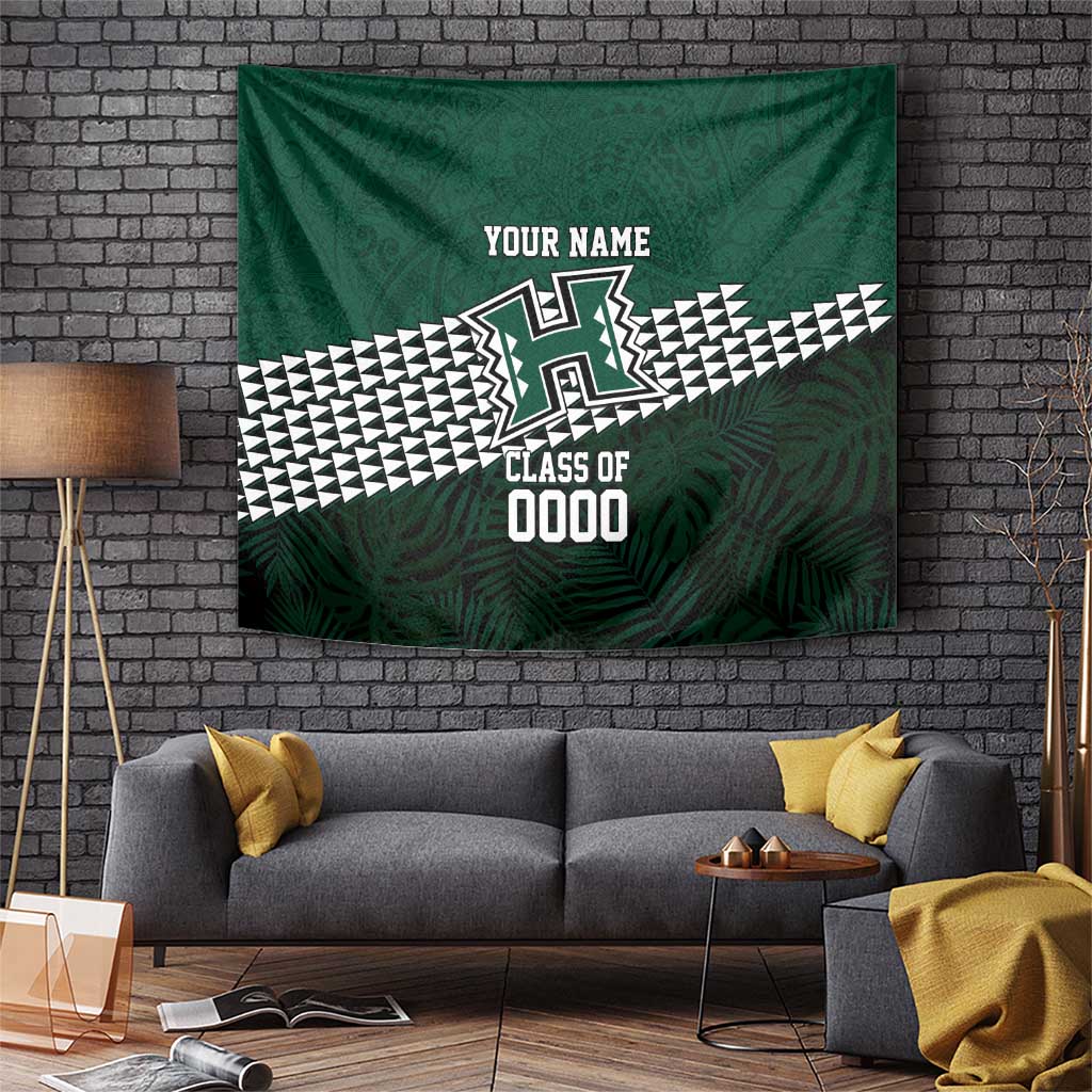 Hawaii Rainbow Warriors Alumni Custom Tapestry Kanaka Arrows Tropical Vibes LT7 Green - Polynesian Pride