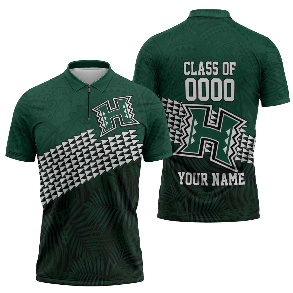 Hawaii Rainbow Warriors Alumni Custom Zipper Polo Shirt Kanaka Arrows Tropical Vibes LT7 - Polynesian Pride