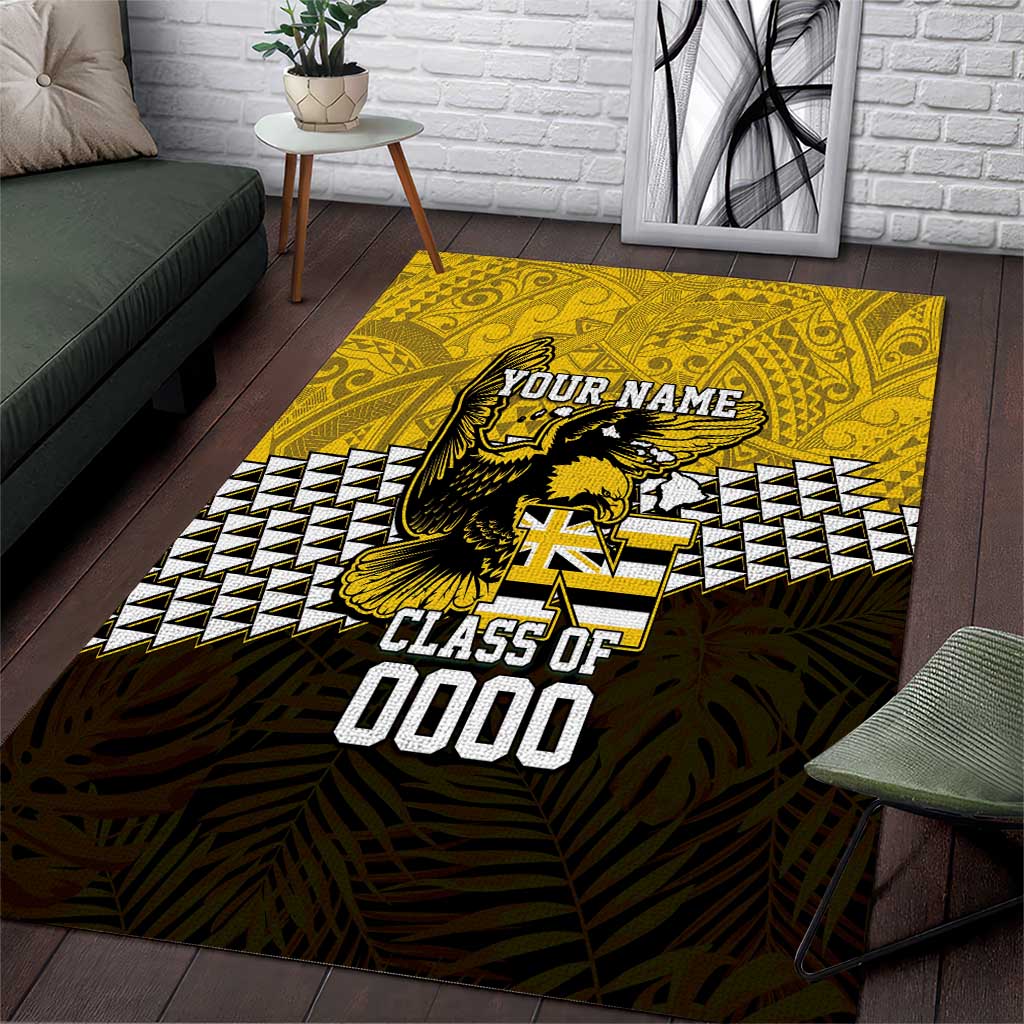 Hawaii Nanakuli High Alumni Custom Area Rug Kanaka Arrows Tropical Vibes LT7 Yellow Black - Polynesian Pride