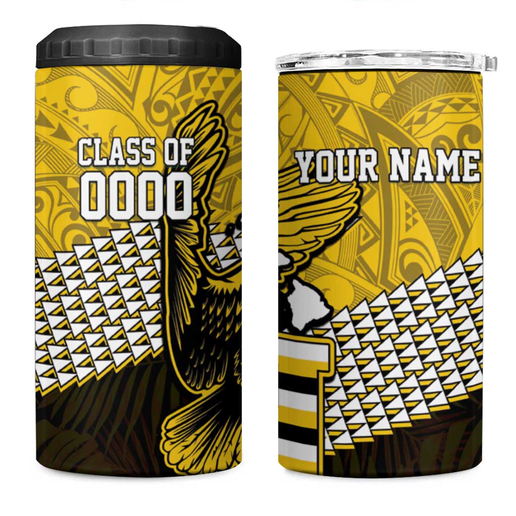 Hawaii Nanakuli High Alumni Custom 4 in 1 Can Cooler Tumbler Kanaka Arrows Tropical Vibes LT7 One Size: 16 oz Yellow Black - Polynesian Pride