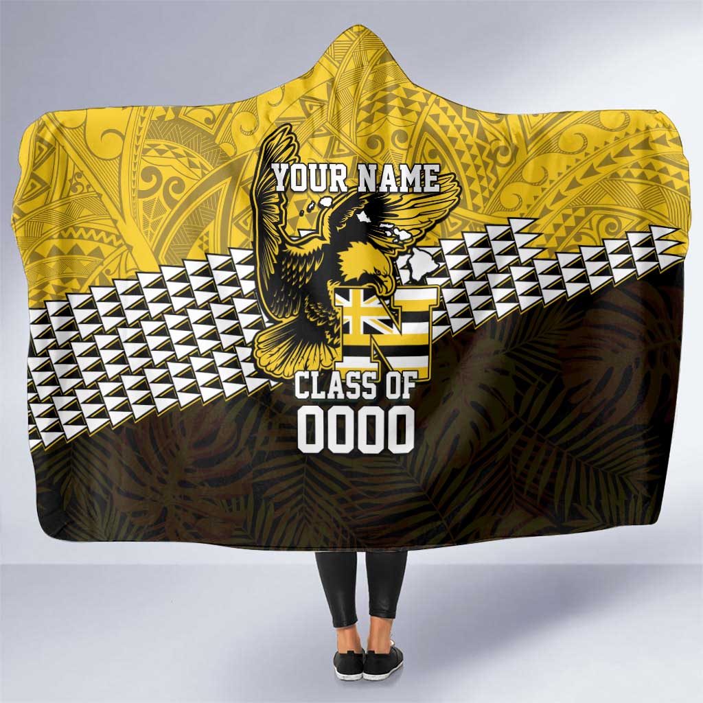 Hawaii Nanakuli High Alumni Custom Hooded Blanket Kanaka Arrows Tropical Vibes LT7 One Size Yellow Black - Polynesian Pride