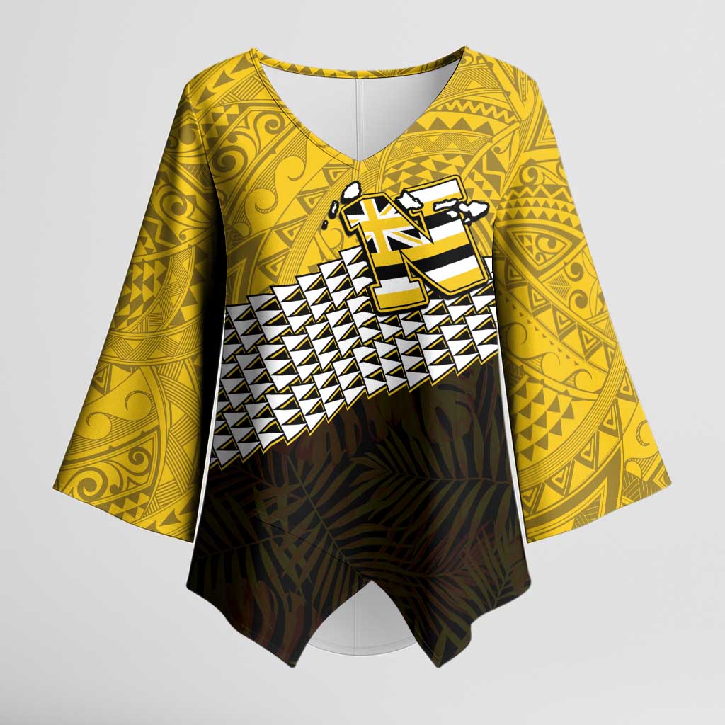 Hawaii Nanakuli High Alumni Custom Kimono Sleeve Blouse Kanaka Arrows Tropical Vibes LT7 Female Yellow Black - Polynesian Pride