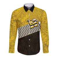 Hawaii Nanakuli High Alumni Custom Long Sleeve Button Shirt Kanaka Arrows Tropical Vibes LT7 Unisex Yellow Black - Polynesian Pride