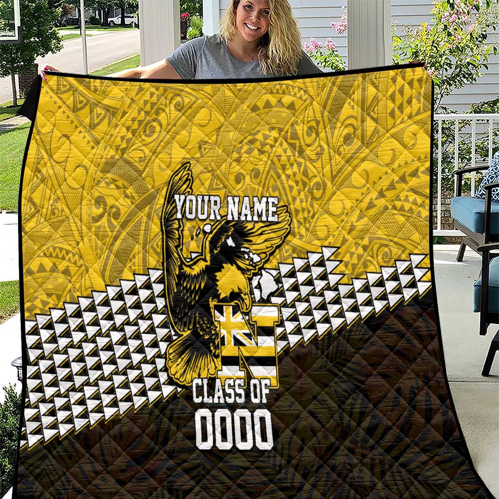Hawaii Nanakuli High Alumni Custom Quilt Kanaka Arrows Tropical Vibes LT7 Yellow Black - Polynesian Pride