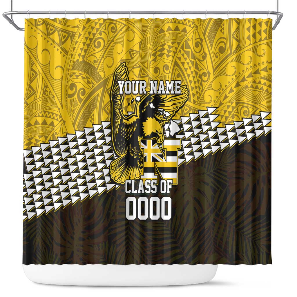 Hawaii Nanakuli High Alumni Custom Shower Curtain Kanaka Arrows Tropical Vibes LT7 Yellow Black - Polynesian Pride