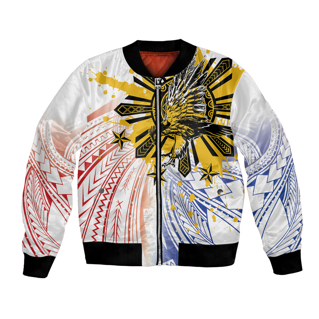 Philippines Independence Day Bomber Jacket Eagle Mix Filipino Flag Tribal Style