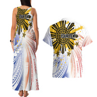 Philippines Independence Day Couples Matching Tank Maxi Dress and Hawaiian Shirt Eagle Mix Filipino Flag Tribal Style