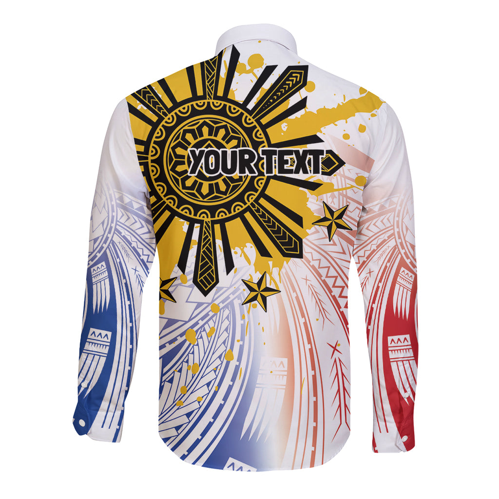 Philippines Independence Day Long Sleeve Button Shirt Eagle Mix Filipino Flag Tribal Style