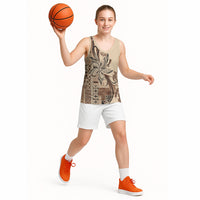 Talofa Samoa Mamanu Siapo Mix Malu Basketball Jersey Classic Beige Frangipani and Turtles