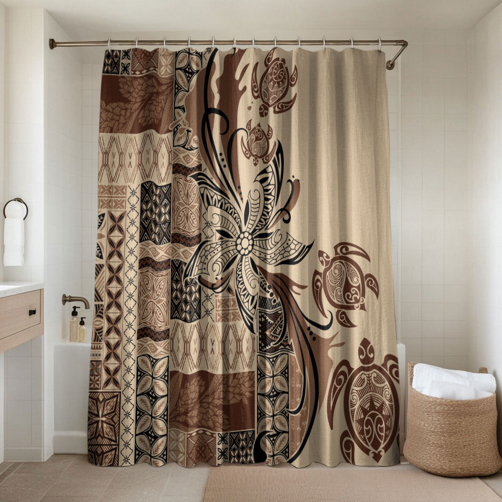 Talofa Samoa Mamanu Siapo Mix Malu Bathroom Set Classic Beige Frangipani and Turtles