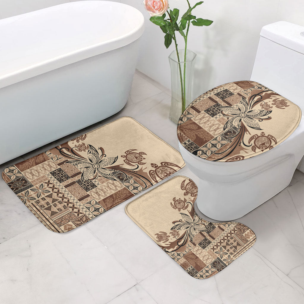 Talofa Samoa Mamanu Siapo Mix Malu Bathroom Set Classic Beige Frangipani and Turtles