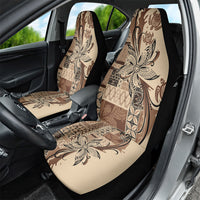 Talofa Samoa Mamanu Siapo Mix Malu Car Seat Cover Classic Beige Frangipani and Turtles