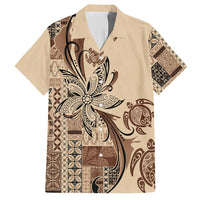 Talofa Samoa Mamanu Siapo Mix Malu Hawaiian Shirt Classic Beige Frangipani and Turtles