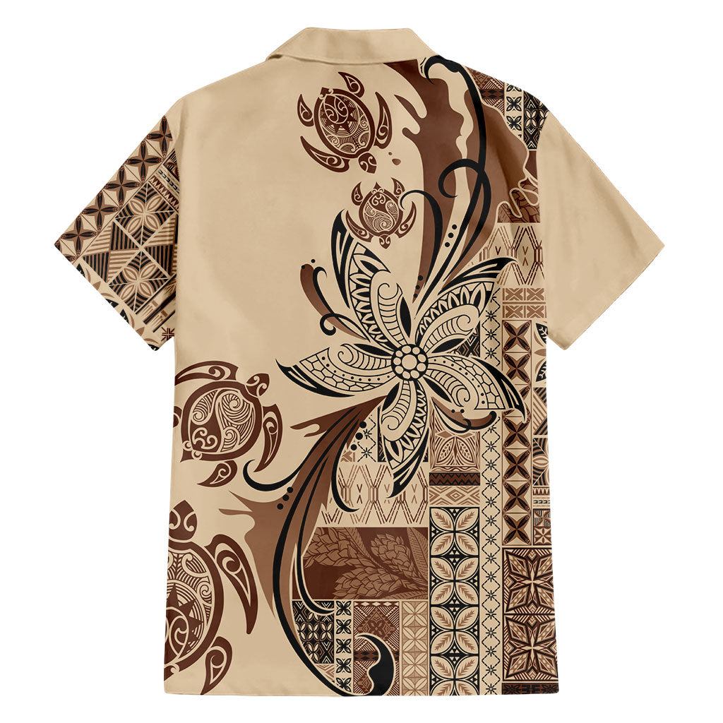 Talofa Samoa Mamanu Siapo Mix Malu Hawaiian Shirt Classic Beige Frangipani and Turtles