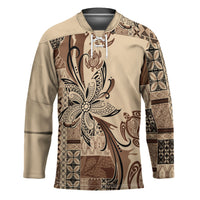 Talofa Samoa Mamanu Siapo Mix Malu Hockey Jersey Classic Beige Frangipani and Turtles